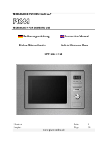 Handleiding PKM MW820-20EB Magnetron