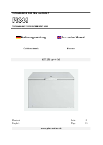 Bedienungsanleitung PKM GT 250A++M Gefrierschrank