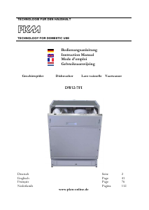 Manual PKM DW12-7FI A+ Dishwasher