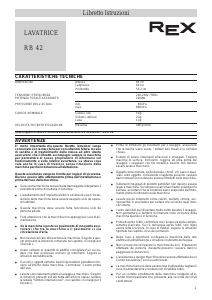 Manuale Rex RB42 Lavatrice