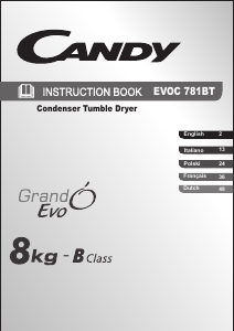 Mode d’emploi Candy EVOC 781 BT-S Sèche-linge