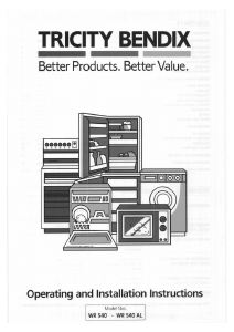Handleiding Tricity Bendix WR540 Was-droog combinatie
