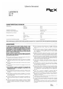 Manuale Rex LC42 Lavatrice