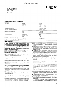 Manuale Rex LX53 Lavatrice