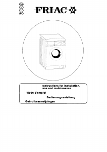 Handleiding Friac WA 1240 A Wasmachine