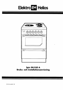 Bruksanvisning ElektroHelios SN550A Spis