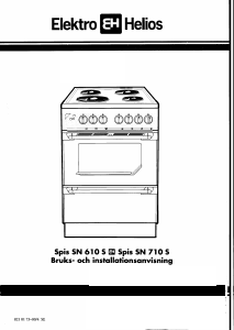 Bruksanvisning ElektroHelios SN710S Spis