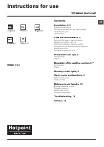 Manuale Hotpoint-Ariston WMD 722B EU.M Lavatrice