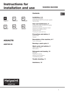 Manuale Hotpoint-Ariston AQS73D 29 EU/A Lavatrice