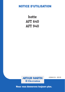 Mode d’emploi Arthur Martin-Electrolux AFT640X Hotte aspirante