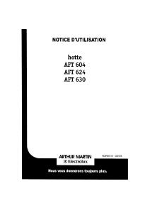 Mode d’emploi Arthur Martin-Electrolux AFT630B Hotte aspirante
