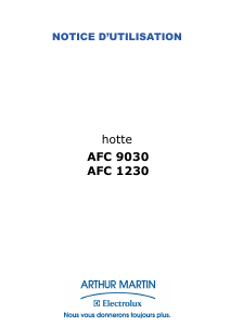 Mode d’emploi Arthur Martin-Electrolux AFC1230W Hotte aspirante