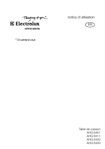 Mode d’emploi Arthur Martin-Electrolux AHG6411W Table de cuisson