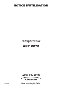 Mode d’emploi Arthur Martin-Electrolux ARP2272 Réfrigérateur