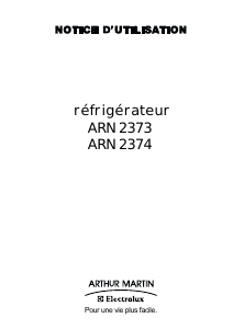 Mode d’emploi Arthur Martin-Electrolux ARN2374 Réfrigérateur