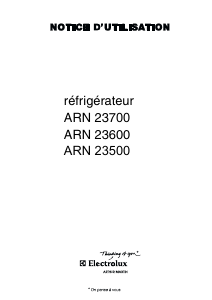 Mode d’emploi Arthur Martin-Electrolux ARN23600 Réfrigérateur