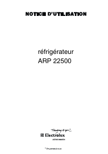 Mode d’emploi Arthur Martin-Electrolux ARP22500 Réfrigérateur