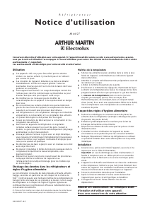 Mode d’emploi Arthur Martin-Electrolux AR6412T Réfrigérateur