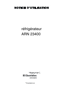 Mode d’emploi Arthur Martin-Electrolux ARN23400 Réfrigérateur