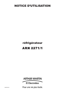 Mode d’emploi Arthur Martin-Electrolux ARN2271 Réfrigérateur