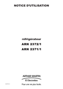 Mode d’emploi Arthur Martin-Electrolux ARN2372 Réfrigérateur