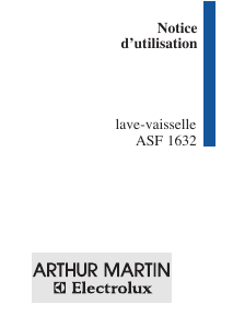 Mode d’emploi Arthur Martin-Electrolux ASF 1632 Lave-vaisselle