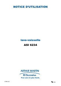 Mode d’emploi Arthur Martin-Electrolux ASI 623 Lave-vaisselle