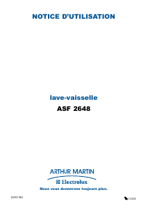 Mode d’emploi Arthur Martin-Electrolux ASF 2648 Lave-vaisselle