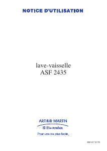 Mode d’emploi Arthur Martin-Electrolux ASF 2435 Lave-vaisselle