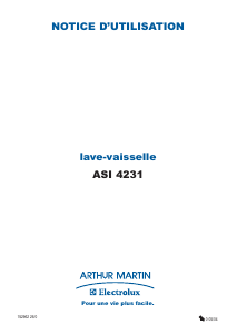 Mode d’emploi Arthur Martin-Electrolux ASI 4231 ALU Lave-vaisselle