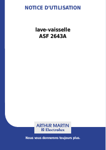 Mode d’emploi Arthur Martin-Electrolux ASF 2643 A Lave-vaisselle