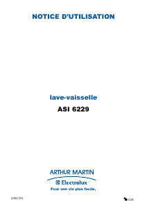 Mode d’emploi Arthur Martin-Electrolux ASI 6229 ALU Lave-vaisselle