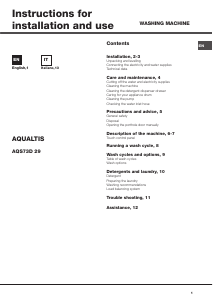 Manuale Hotpoint Aqualtis AQS73D 29 Lavatrice