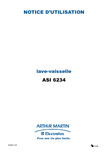 Mode d’emploi Arthur Martin-Electrolux ASI 6234 ALU Lave-vaisselle