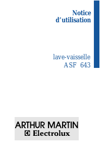 Mode d’emploi Arthur Martin-Electrolux ASF 643 Lave-vaisselle