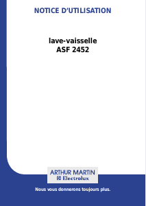 Mode d’emploi Arthur Martin-Electrolux ASF 2452 Lave-vaisselle