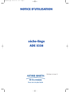 Mode d’emploi Arthur Martin-Electrolux ADE 5338 Sèche-linge