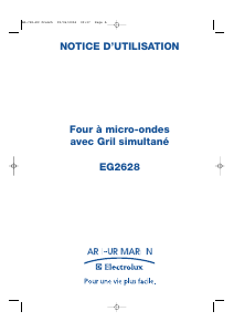 Mode d’emploi Arthur Martin-Electrolux EG2628X Micro-onde