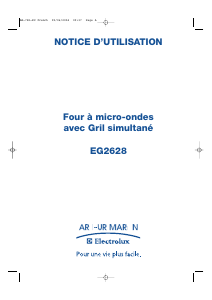 Mode d’emploi Arthur Martin-Electrolux EG2628N Micro-onde