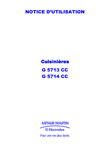 Mode d’emploi Arthur Martin-Electrolux G5713CCW Cuisinière