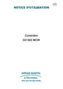 Mode d’emploi Arthur Martin-Electrolux GV683MCW Cuisinière