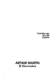 Mode d’emploi Arthur Martin-Electrolux CG5035W Cuisinière