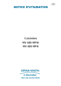 Mode d’emploi Arthur Martin-Electrolux MV689MPW1 Cuisinière