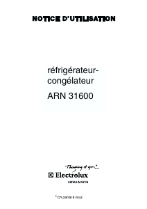 Mode d’emploi Arthur Martin-Electrolux ARN31600 Réfrigérateur combiné