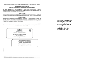 Mode d’emploi Arthur Martin-Electrolux ARB2424 Réfrigérateur combiné