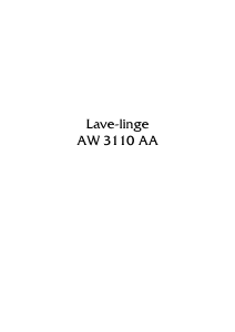 Mode d’emploi Arthur Martin-Electrolux AW 3110 AA Lave-linge