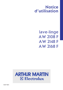 Mode d’emploi Arthur Martin-Electrolux AW 2148 F Lave-linge