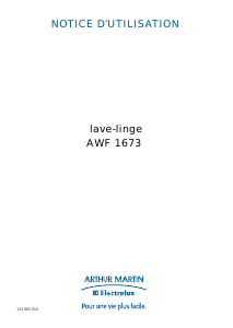 Mode d’emploi Arthur Martin-Electrolux AWF 1673 Lave-linge