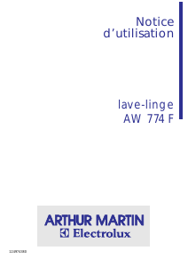 Mode d’emploi Arthur Martin-Electrolux AW 774 F Lave-linge