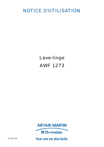 Mode d’emploi Arthur Martin-Electrolux AWF 1273 Lave-linge